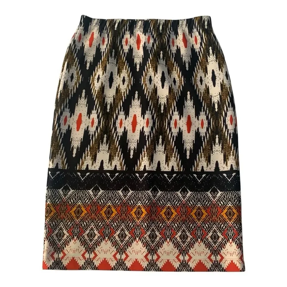 Maeve women's medium pattern knee length skirt Anthropologie black red print